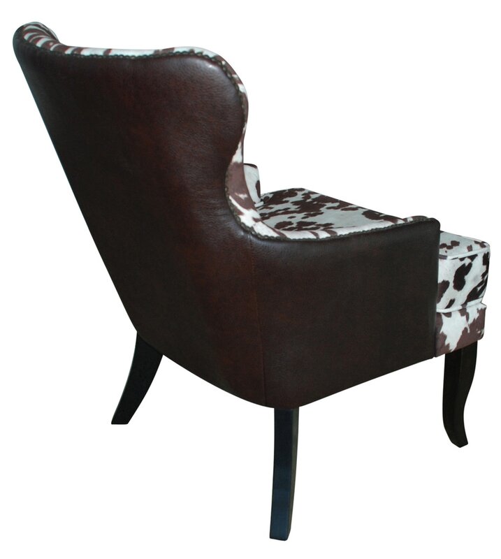 Faux Cowhide Accent Wingback Chair Reviews Birch Lane   Faux Cowhide Accent Wingback Chair 